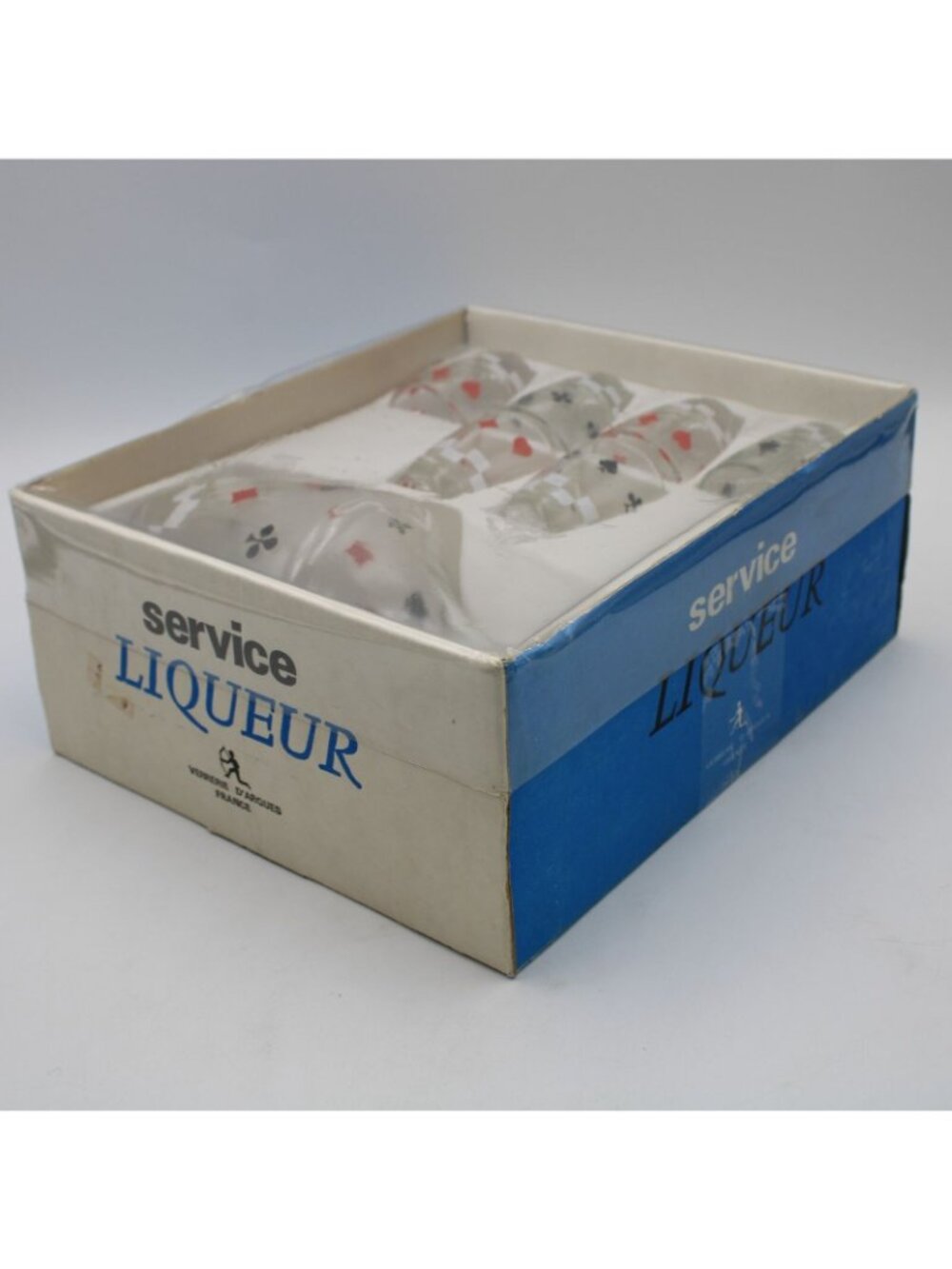 Verrerie D Arques France Card Themed Liqueur Service Set Decanter 6 Glass Set - Picture 7 of 7